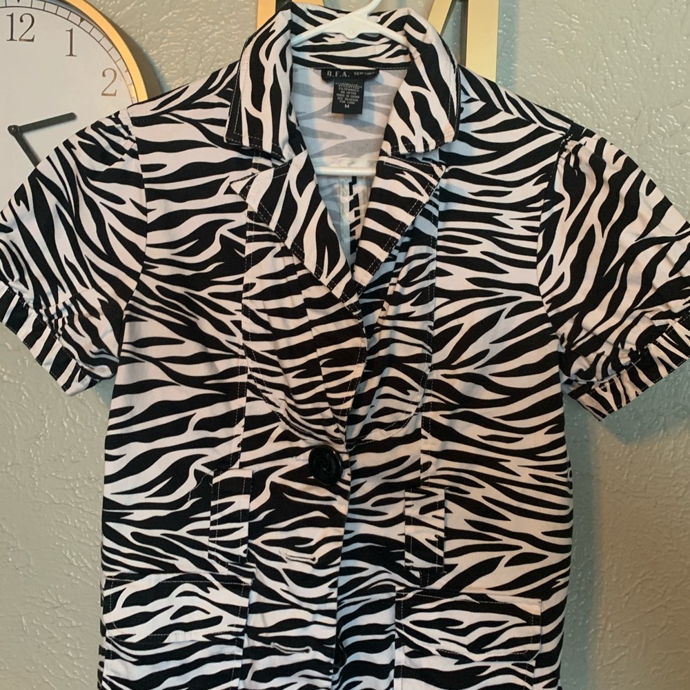 Zebra Print Shawl Collar Blazer